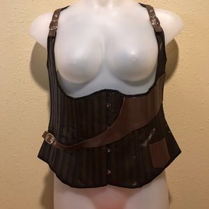 New Brown Black Steampunk Corset Vest 3XL